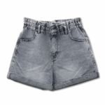 ΣΟΡΤΣ Denim ύφασμα με washed effect  Σούρα στη μέση με λάστιχο