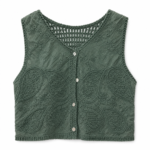 Αμάνικο γιλέκο  Κεντητές διακοσμητικές λεπτομέρειες πράσινο