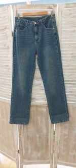 Παντελόνι  Straight leg γραμμή Ψηλόμεσο σχέδιο Dark blue washed denim - Image 3