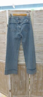 Παντελόνι Wide leg γραμμή  Ψηλόμεσο σχέδιο Light blue washed denim - Image 4