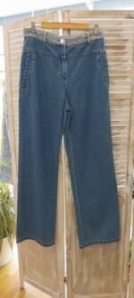 Παντελόνι  Wide leg γραμμή Ψηλόμεσο σχέδιο Contrast waistband λεπτομέρεια - Image 3