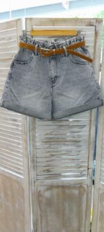 ΣΟΡΤΣ Denim ύφασμα με washed effect  Σούρα στη μέση με λάστιχο - Image 3