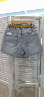 ΣΟΡΤΣ Denim ύφασμα με washed effect  Σούρα στη μέση με λάστιχο - Image 4